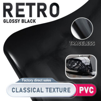 Retro Glossy Black – Traceless Adhesive, Classical Texture